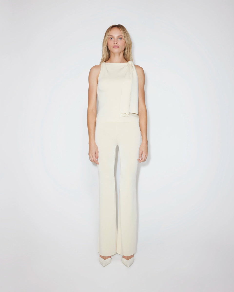 Sueded Stretch Knotted Top | Stone