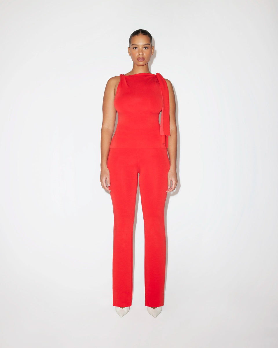 Sueded Stretch Knotted Top | Tomato