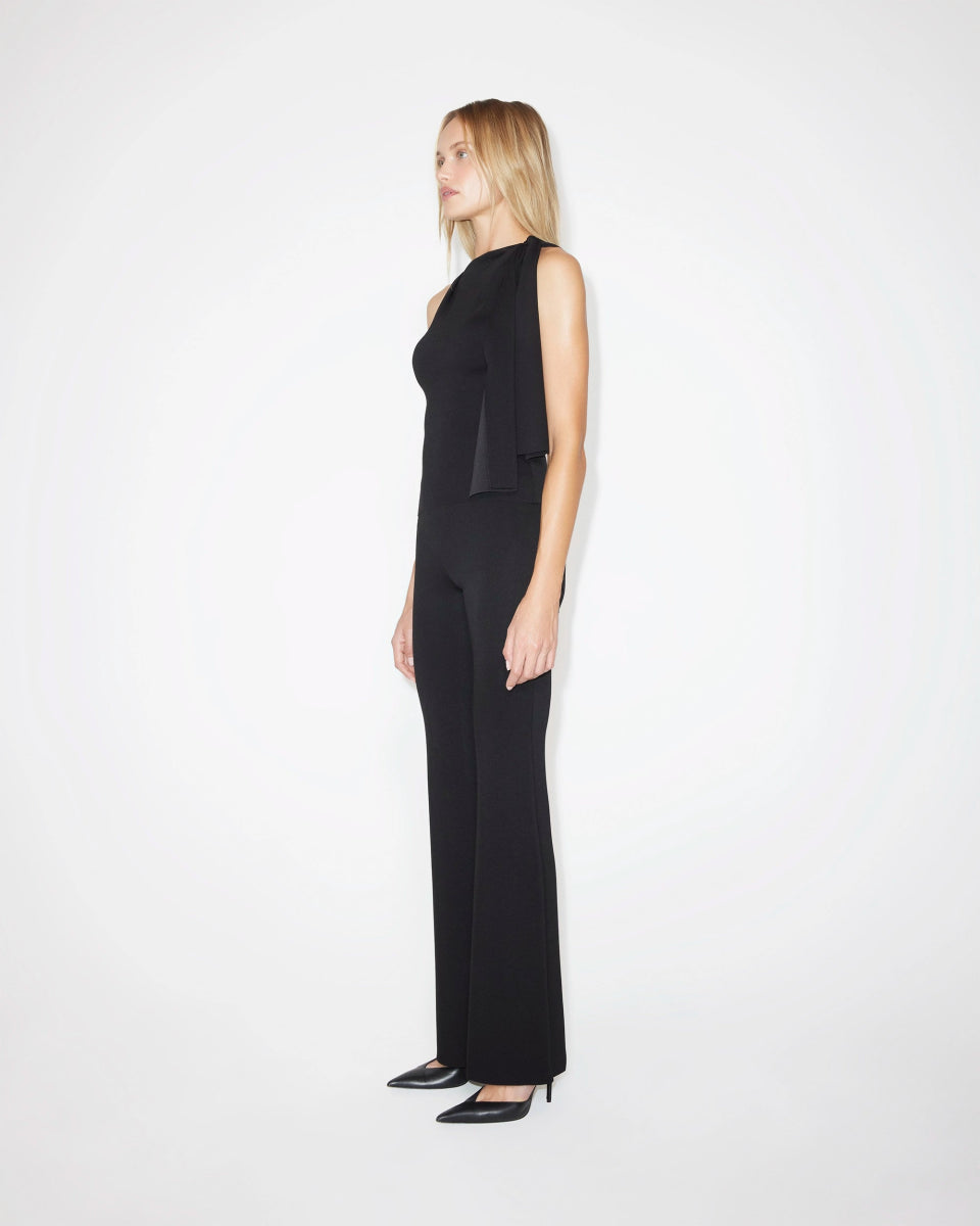 Sueded Stretch Low Rise Pant | Black