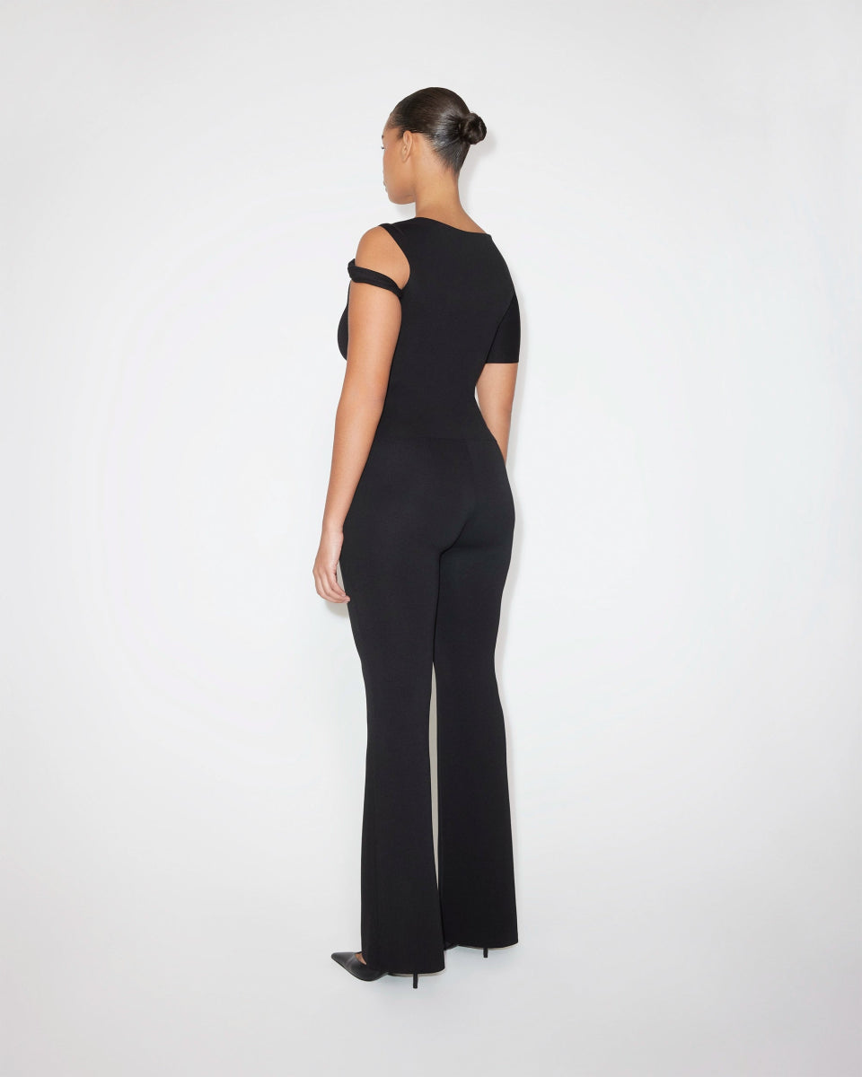 Sueded Stretch Low Rise Pant | Black