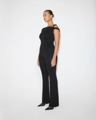 Sueded Stretch Low Rise Pant | Black