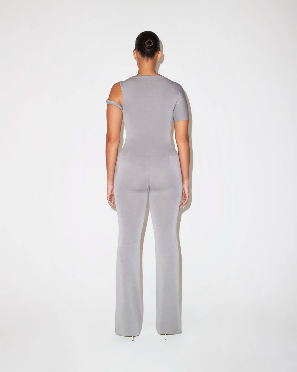 Sueded Stretch Low Rise Pant | Steel Grey