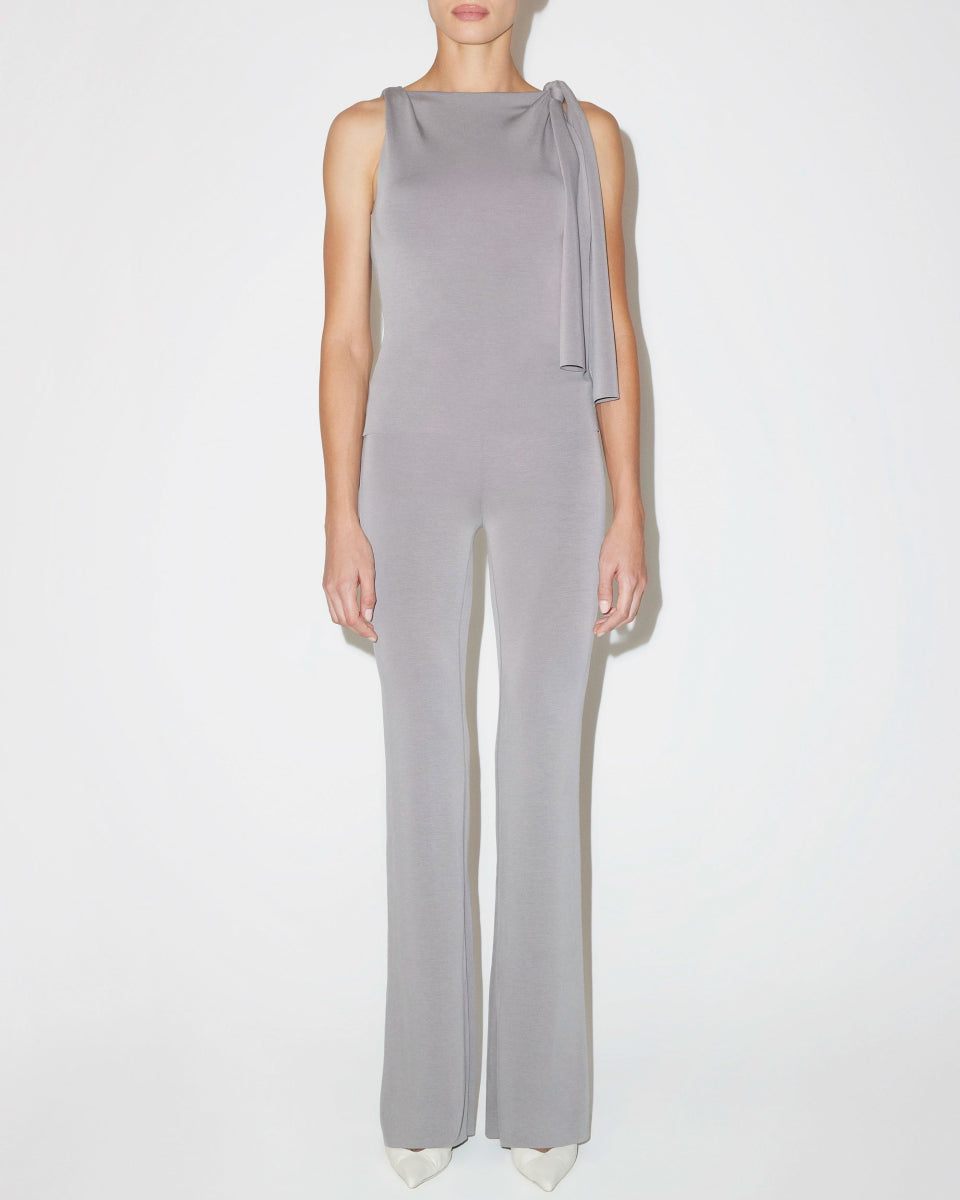 Sueded Stretch Low Rise Pant | Steel Grey