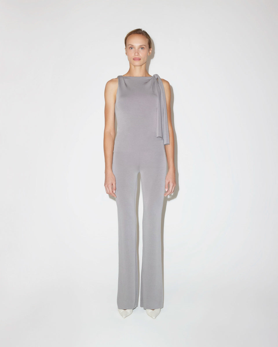 Sueded Stretch Low Rise Pant | Steel Grey