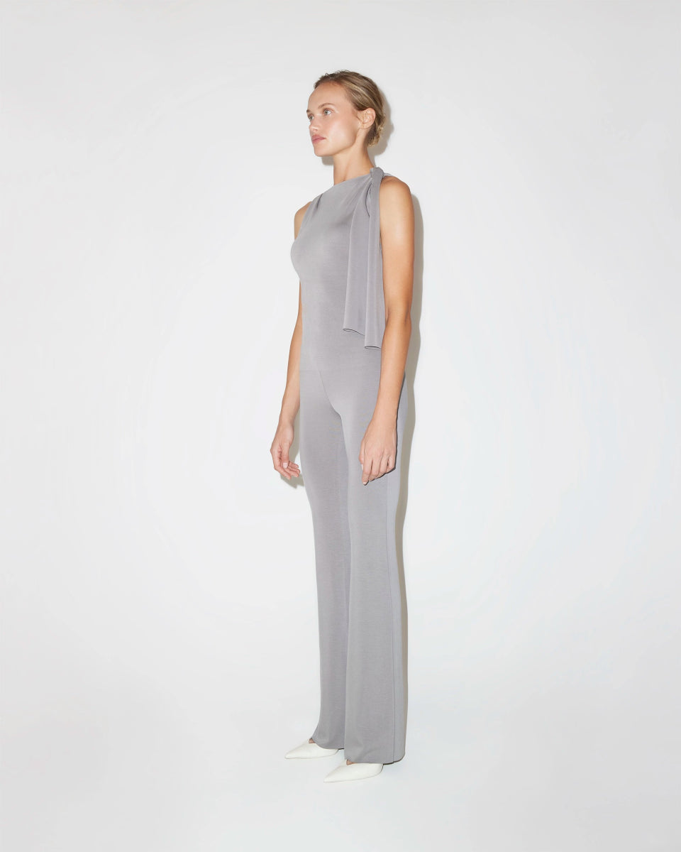 Sueded Stretch Low Rise Pant | Steel Grey