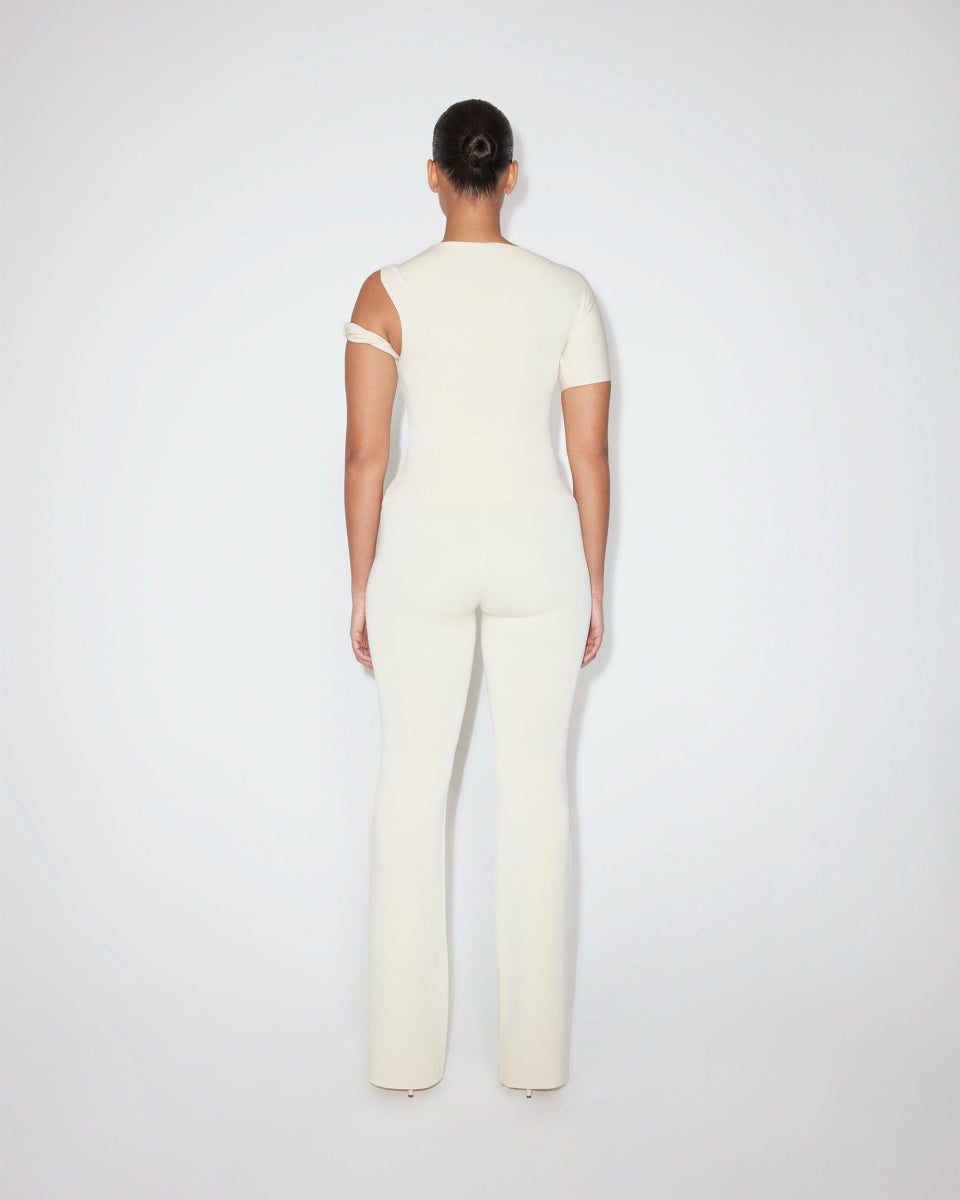 Sueded Stretch Low Rise Pant | Stone