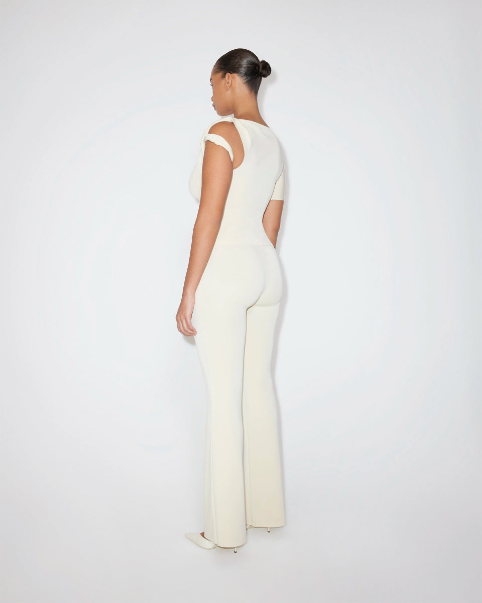 Sueded Stretch Low Rise Pant | Stone