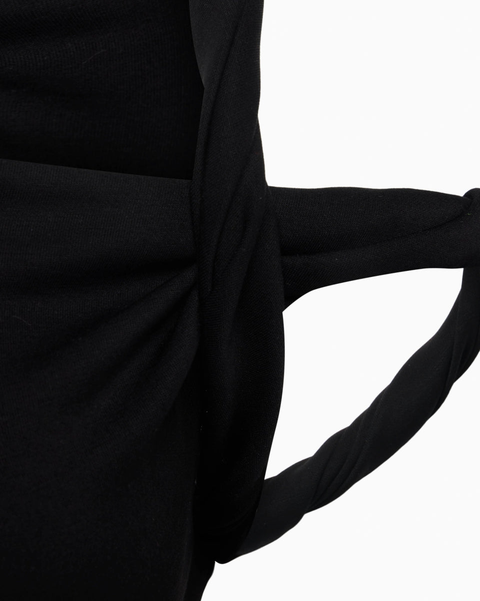 Sueded Stretch Twist Maxi Dress | Black