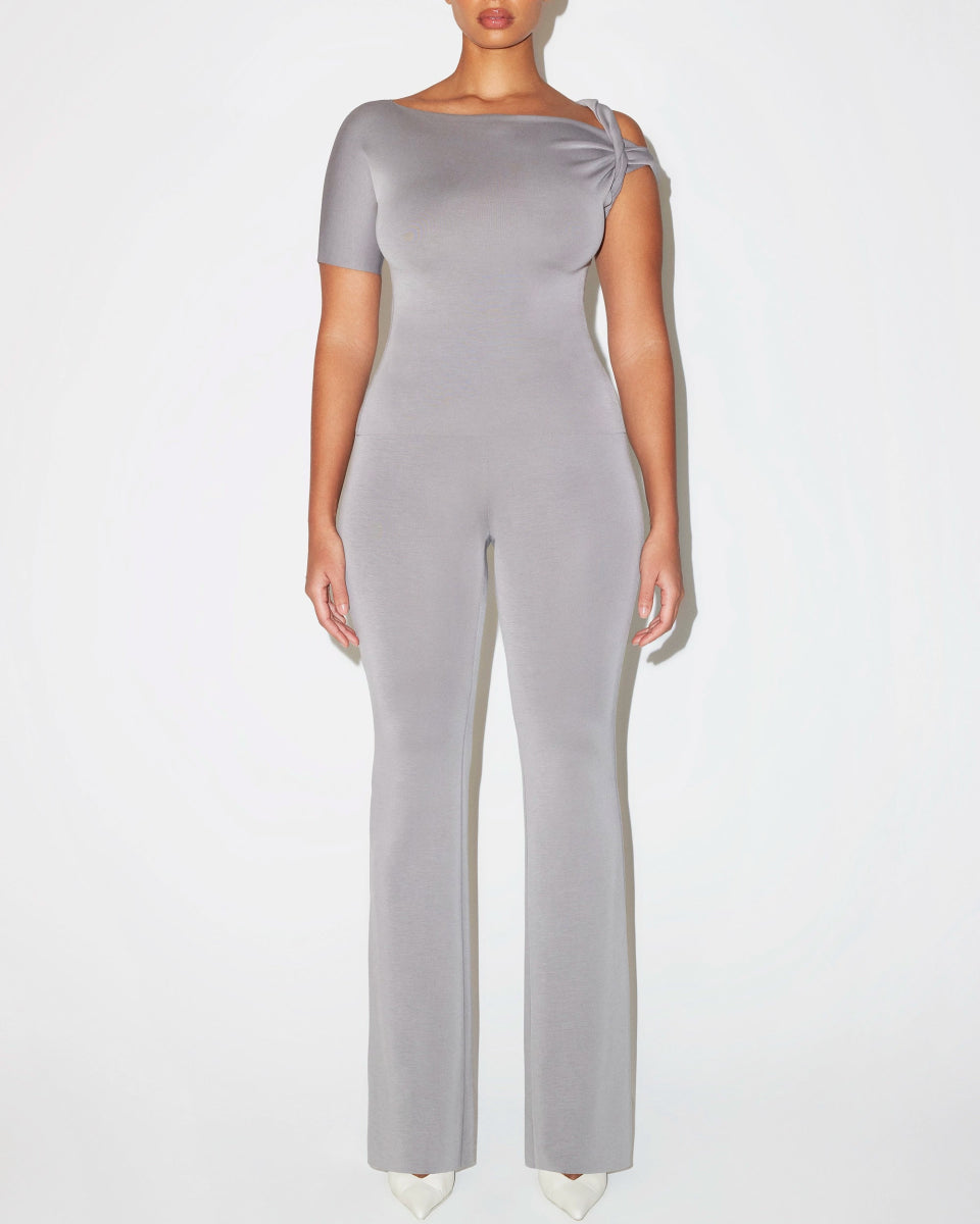 Sueded Stretch Twisted Top | Steel Grey