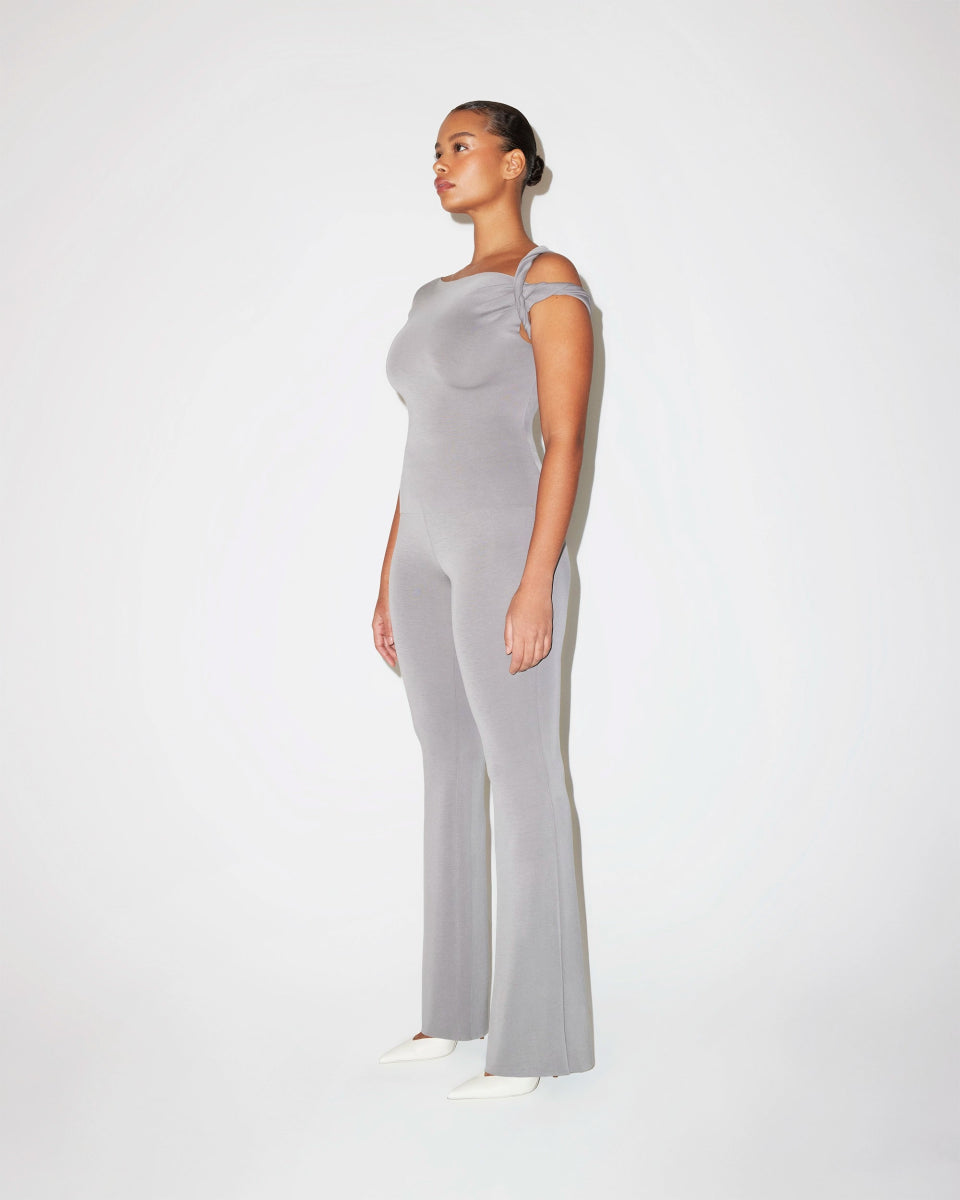 Sueded Stretch Twisted Top | Steel Grey