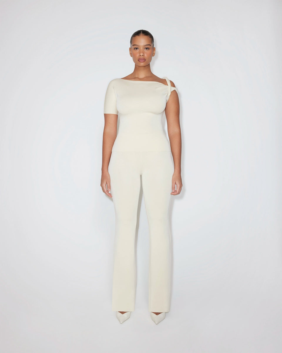 Sueded Stretch Twisted Top | Stone