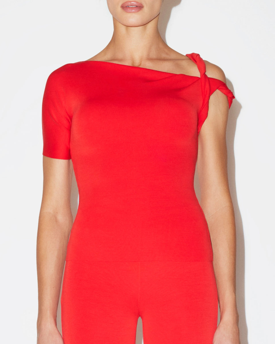 Sueded Stretch Twisted Top | Tomato