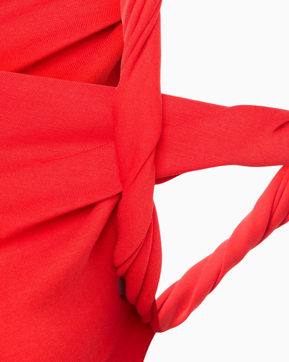 Sueded Stretch Twisted Top | Tomato