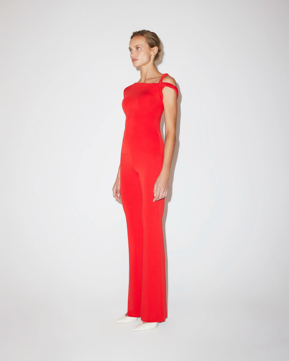 Sueded Stretch Twisted Top | Tomato