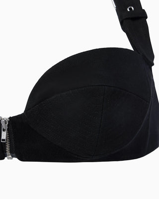 Denim Zipper Bralette | Black