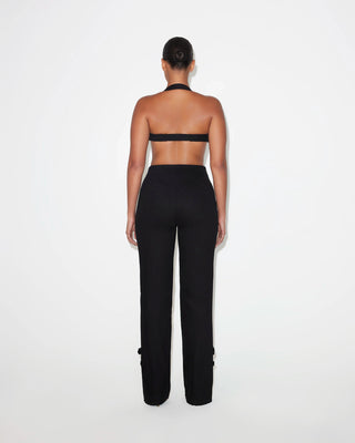 Denim Zipper Bralette | Black