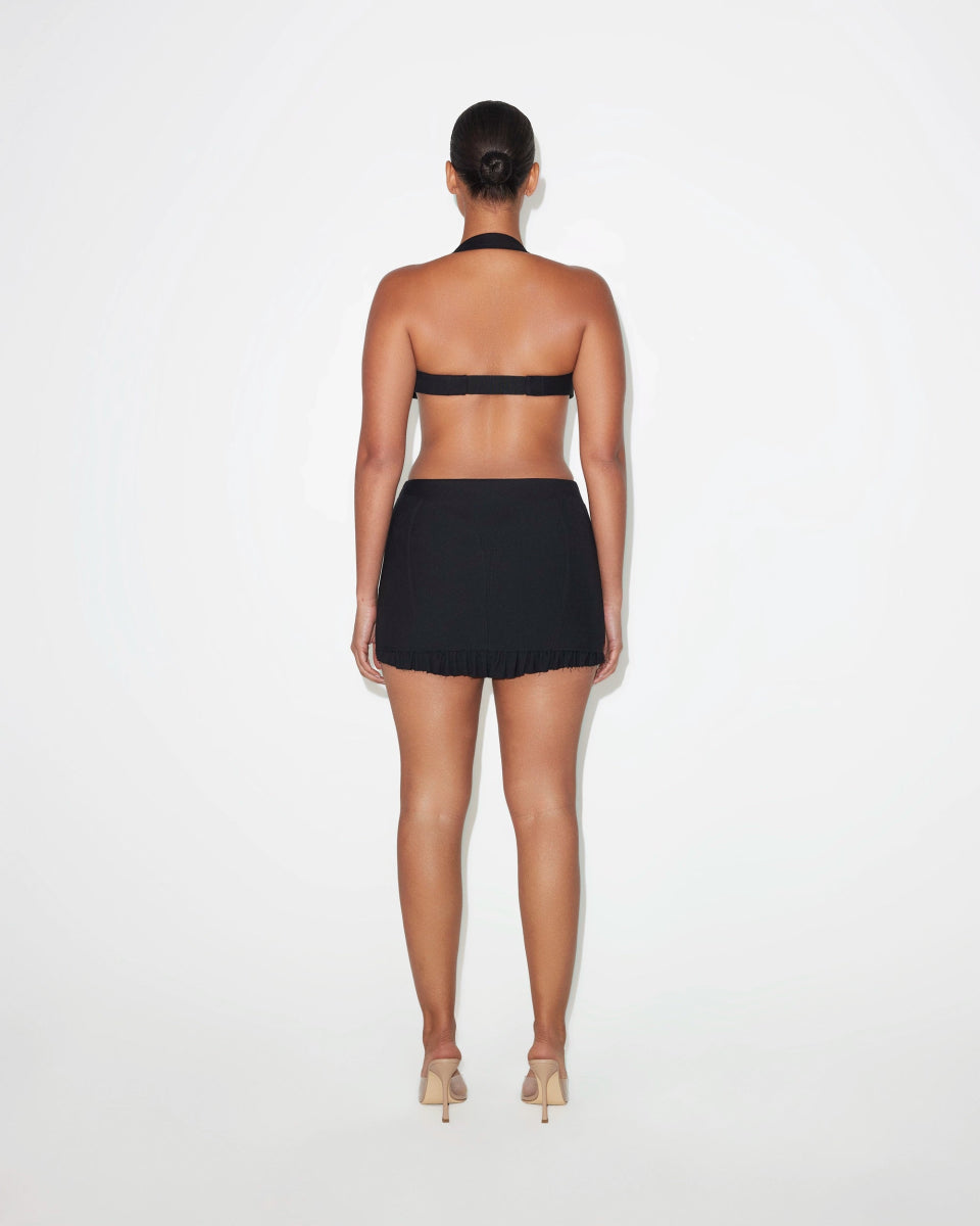 Denim Zipper Bralette | Black