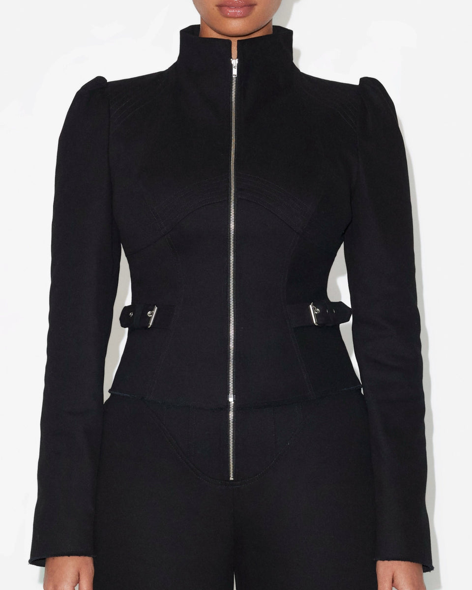 Denim Zipper Jacket | Black